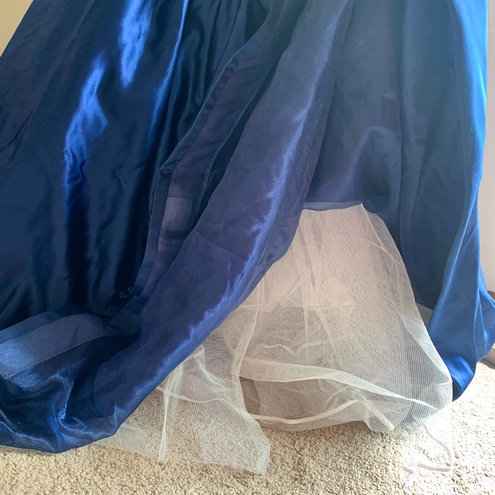 Sherri Hill Royal Blue Halter NeckFormal Prom Ballgown Dress with Beaded Accents - Picture 9 of 9